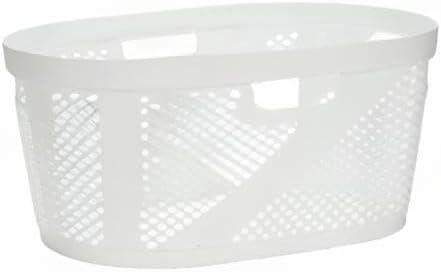 Mind Reader 40L Ventilated Laundry Baskets, Lightweight Clothes Hamper with Cutout Handles for Bathrooms and Closets, Plastic, Set of 2, White
