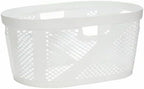 Mind Reader 40L Ventilated Laundry Baskets, Lightweight Clothes Hamper with Cutout Handles for Bathrooms and Closets, Plastic, Set of 2, White
