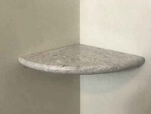 Tenedos Premium Quality Silver Gray Marble Bathroom Corner Shelf Grey Polished 9'' (1)