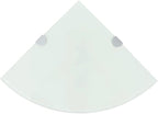 White Tempered Glass Corner Shelf, 13.8 Inch Triangular Floating Wall Shelves for Bathroom, Kitchen, Living Room, Space-Saving Display Storage Rack