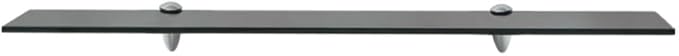 Glass Shelves Set of 2, Floating Shelves for Bathroom, 31.5 Inch Tempered Safety Glass 3/10 Inch Thick, Zinc Alloy Clip Bracket, Storage Shelves for Bathroom, Living Room and Hallway Black