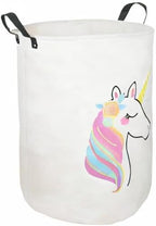 19.7 Inch Round Laundry Clothes Hamper Laundry Basket with Handles,Storage Organizer Bins Laundry Gift Basket for Room, Bedroom Decor (Single Unicorn)