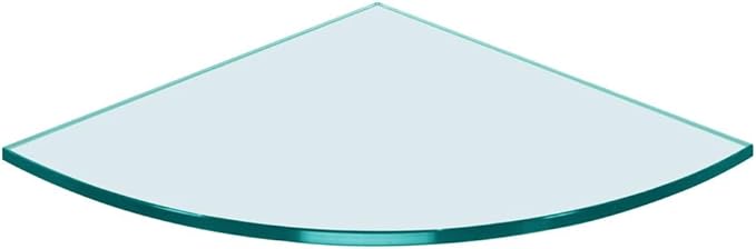 Dulles Glass 12" x 12" Quarter Round Floating Glass Shelf - Shelf Only - Tempered - 3/8" Thick - Flat Polished Glass
