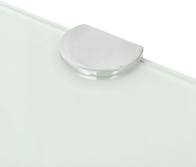 Corner Shelf for Bathroom and Kitchen, 9.8x9.8 Inch White Tempered Glass Floating Shelf with Chrome Supports, Heavy Duty Wall Mounted Storage for Shampoo, Decor, Easy to Install