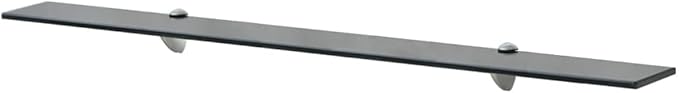 Glass Shelves Set of 2, Floating Shelves for Bathroom, 39.4 Inch Tempered Safety Glass 3/10 Inch Thick, Zinc Alloy Clip Bracket, Storage Shelves for Bathroom, Living Room and Hallway Black
