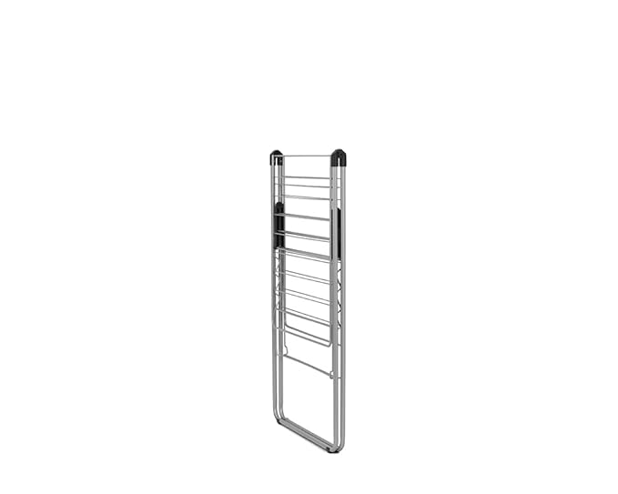 Brabantia HangOn Clothes Drying Rack | 67ft (20m) | Metallic Gray | Large Indoor Clothes Airer Laundry Stand with 2 Fold-Out Wings & Hanger Hooks, Folds Flat | Fits 2 Full Loads