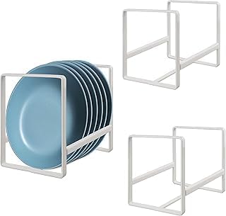 Vertical plate holders, plate organizer for cabinet, for small plates(White) 1PCS