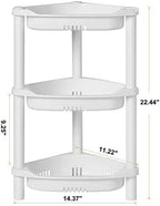 ELYKEN 3 Tier Shower Caddy Organizer Shelf Corner, 14.4 x 11.2 x 22.4 Inches, Rustproof, Plastic Shower Rack Stands for Inside Bathroom, Bathtub, White