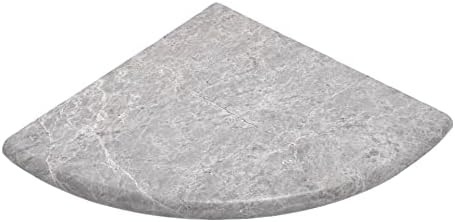 Tenedos Premium Quality Silver Gray Marble Bathroom Corner Shelf Grey Polished 9'' (1)