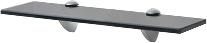 Floating Shelf Glass 15.7x3.9 Inches, Tempered Glass Wall with Black Brackets, 22lb Load Capacity Modern Bathroom Shelf for Soap Dish, Living Room Decor, Easy Mounting Hardware Included