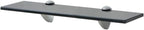 Floating Shelf Glass 15.7x3.9 Inches, Tempered Glass Wall with Black Brackets, 22lb Load Capacity Modern Bathroom Shelf for Soap Dish, Living Room Decor, Easy Mounting Hardware Included
