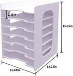 Natwind 7 Tier 10”x12” Scrapbook Paper Organizer For Desk,White File Organizer,Office Desk Organizers,Stackable Letter Tray,Paper Sorter,Document Storage Rack for Home Office School Classroom