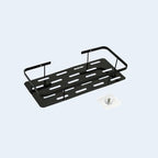 Platina Iron Carbon Steel Bathroom Shelf, Black Wall-Mounted Storage Rack, Modern Organizer for Toiletries
