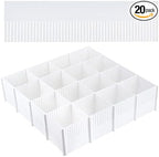 20PCS DIY Plastic Grid Drawer Dividers, Large Adjustable Drawer Storage Organizer (38cmx11cm) for Clutter Kitchen Cutlery Dresser Makeup Tools Socks Can Help Tidy Office Desk Clinic Bedroom