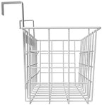 MaraFansie Basket with Hook, Grid Storage Basket, Over the Cabinet Door Organizer, Wire Hanging Basket with Hook Over the Door/Railing, Under Sink Kitchen Cabinet, Pantry, Bathroom, White, 4 Pack