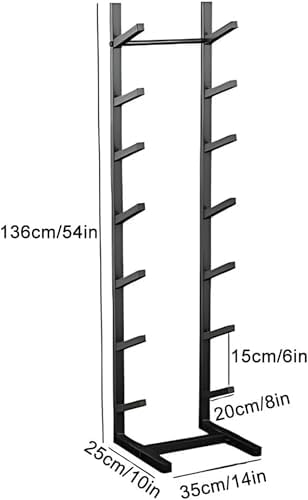 Snowboard Storage Rack,Floor-Standing ski Storage Rack, Home Gym Storage Rack, Sample Board Display Rack, Exercise mat Storage Rack (Black 35x25x136 cm/14x10x54 in)