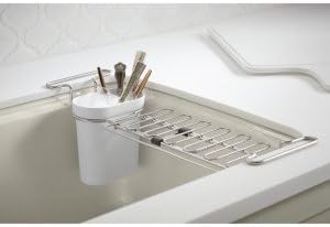 Kohler K-5473-CHR Multi-Purpose Over-The-Sink Drying Rack, Caddy with Kitchen Towel Bar Holder, Soaking Cup. Expandable 14.6" to 17.6", 17.625 x 5 x 5.25, Charcoal