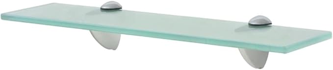 Floating Shelf Glass 15.7x3.9 Inch 0.3 Thick Tempered Safety Glass Wall Mounted Bathroom Shelf with Zinc Alloy Brackets 22lb Capacity for Living Room Bedroom Decor