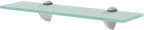 Floating Wall Shelf, 15.7 x 3.9 Inch Clear Tempered Glass Shelf, Modern Floating Display Rack with Zinc Alloy Brackets for Bathroom, Living Room, Bedroom Storage