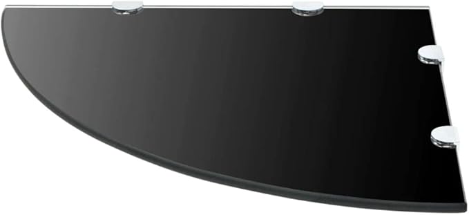 Corner Shelf Wall Mounted Black Tempered Glass Floating Shelf for Bathroom Kitchen Living Room Storage, 17.7 x 17.7 Inch Triangular Display Organizer