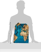 Kikkerland Travel-Size Laundry Bag, World Map Design Heavy Duty Laundry Bag, Polyester, Built-in Pouch, Inner Loop and Carabineer, Multicolor