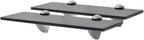 Glass Shelves Set of 2, Floating Shelves for Bathroom, 11.8 Inch Tempered Safety Glass 3/10 Inch Thick, Zinc Alloy Clip Bracket, Storage Shelves for Bathroom, Living Room and Hallway Black