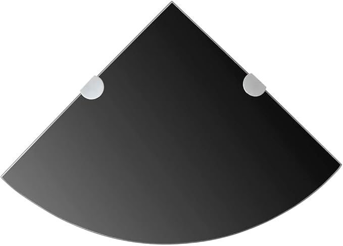 Corner Shelf Set of 2, 9.8 Inch Floating Wall Shelves, Black Tempered Glass Triangular Storage Display for Bathroom, Living Room, Kitchen, Office Decor