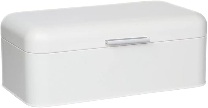 Culinary Couture Extra Large White Bread Box for Kitchen Countertop - Holds 2 Loaves - 16.5" x 9" x 6.5" - Stainless Steel Vintage Bread Boxes for Kitchen Counters