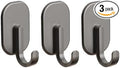 3-Pack Magnetic Hooks - No Drill Space Saving Hooks for Kitchen, Bathroom & Office, Heavy Duty Black Refrigerator Hooks for Towels & Keys