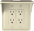 Power Perch Double Wall Outlet Shelf with Cord Storage Strap - Declutter & Reclaim Bathroom Counter Space - Alexa Stand, Apple Homepod Shelf, Toothbrush Holders Wall Mounted - Almond, 2-Pack