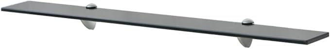 Glass Shelves Set of 2, Floating Shelves for Bathroom, 31.5 Inch Tempered Safety Glass 3/10 Inch Thick, Zinc Alloy Clip Bracket, Storage Shelves for Bathroom, Living Room and Hallway Black