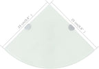 Corner Shelf Floating Wall Mount 9.8 x 9.8 Inch White Tempered Glass Triangular Display Rack for Bathroom Kitchen Living Room Office Storage
