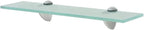 Floating Shelf,Bathroom Shelves,Decor Shelf,Display Shelf,Cloud Shelf,Square Wall Shelf,Easy to Assemble,for Bathroom, Living Room, Bedroom, Kitchen, Glass 15.7"x3.9" 0.3"
