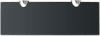 Floating Wall Shelf 11.8 Inch Black Tempered Glass Display Rack, Modern Zinc Alloy Bracket Shelving for Living Room Bedroom Bathroom Storage