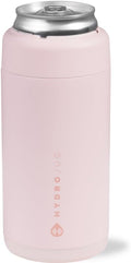HydroJug Slim Can Cooler - 2-in-1 Insulated Can Cooler Cup - Stainless Steel Slim Can Holder with Non-Slip Rubber Base - Screw-Top Lid - Dishwasher Safe - 12oz, Pink Sand
