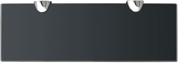 Floating Shelves Set of 2, 11.8 x 3.9 Inch Black Tempered Glass Wall Shelves for Bathroom, Bedroom, Kitchen, Modern Display Storage Rack for Plants and Decor