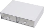 Desk Drawer Organizer, Stackable Office Supplies Storage, Plastic Drawer, Desk Grocery Organizer for Stationery/Office Supplies (White, 2 Compartments)