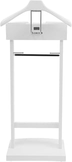 Freestanding Wood Clothes Valet Stand for Men/Women, Suit Hanger Butler Clothing Racks with Base, for Office Living Room Bed Room