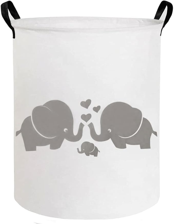 ESSME Baby Laundry Basket,Elephant Hamper，Baby Hamper For Nursery for Kids, Elephant Nursery Decor,Gift Baskets,Home Organizer (Love Elephant)