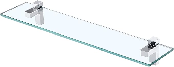 KES Bathroom Shelf 24 Inch Glass Shelf Wall Mounted Tempered Glass Shelves Polished Chrome Finish, BGS3201S60