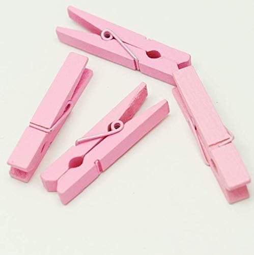 50pcs Craft Wood Clothespins Colored Wooden Photo Clothespins Paper Peg Pins Craft Spring Clips for Home Arts Crafts Decor, 2.75 inches (Baby Pink)