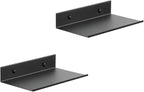 Z metnal Small Metal Shelves, Mini Floating Shelf for Collection Action Figures Speaker, Decor Display Wall Shelf, Aluminum, Wall Mounted, Matt Black, 10 inch, 2 Pack