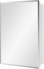 Bathroom Medicine Cabinet with Beveled Edge Mirrored Door 20 x 26 inch, Recessed or Surface Mount, with Adjustable Glass Shelves
