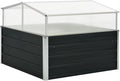 Modern Anthracite Greenhouse with Polycarbonate Panels, Galvanized Steel Frame for Outdoor Herb, Vegetable, and Flower Gardening