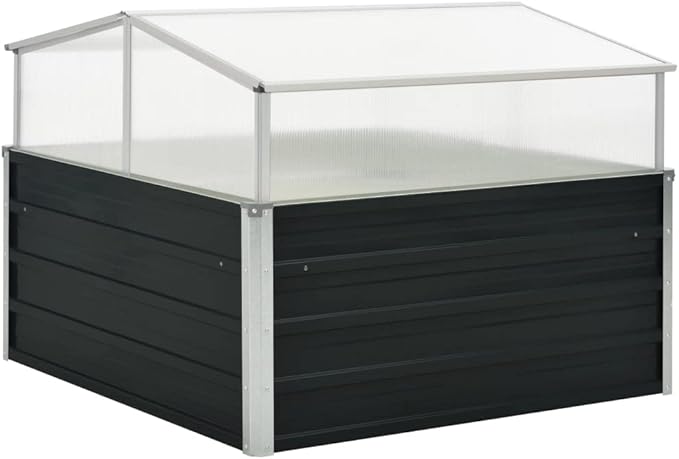 Modern Anthracite Greenhouse with Polycarbonate Panels, Galvanized Steel Frame for Outdoor Herb, Vegetable, and Flower Gardening