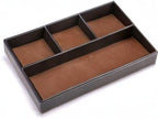 BTSKY 4 slots Desk Drawer Organizer, PU Leather Drawer Storage Organizer Divider for Office Desk Supplies Value Collection and Accessories Multi-Purpose Storage Desktop Organizer Tray(Brown)