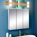 Design House Cyprus 25-in. Wide Medicine Cabinet, 3 Frameless Mirrored Doors, 2 Interior Shelves, Pre-Assembled, Surface or Recess Mounted, White/Clear, 25.1 in. W x 4.4 in. D x 24.5 in. H, 597484