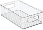 mDesign Small Plastic Bathroom Storage Container Bins with Handles for Organization in Closet, Cabinet, Vanity or Cupboard Shelf, Accessory Organizer - Ligne Collection - 2 Pack - Clear
