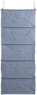 Household Essentials Hanging Cotton Blend and Plastic Closet Shoe Organizer with 10 Storage Compartments, Denim