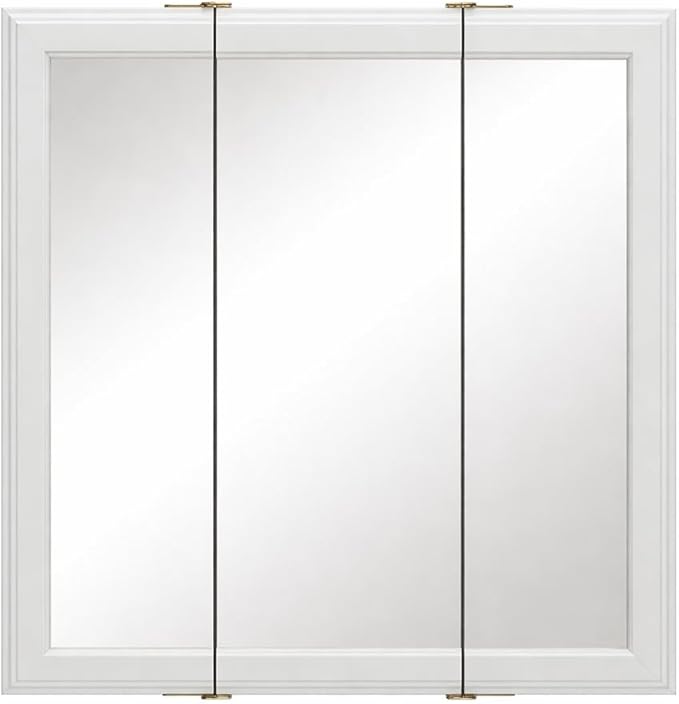 Design House Wyndham, 30 in W x 4.5 in D x 24 in H Bathroom Medicine Cabinet, Wall Mounted, 3 Mirror Doors, White, 535864-WHT
